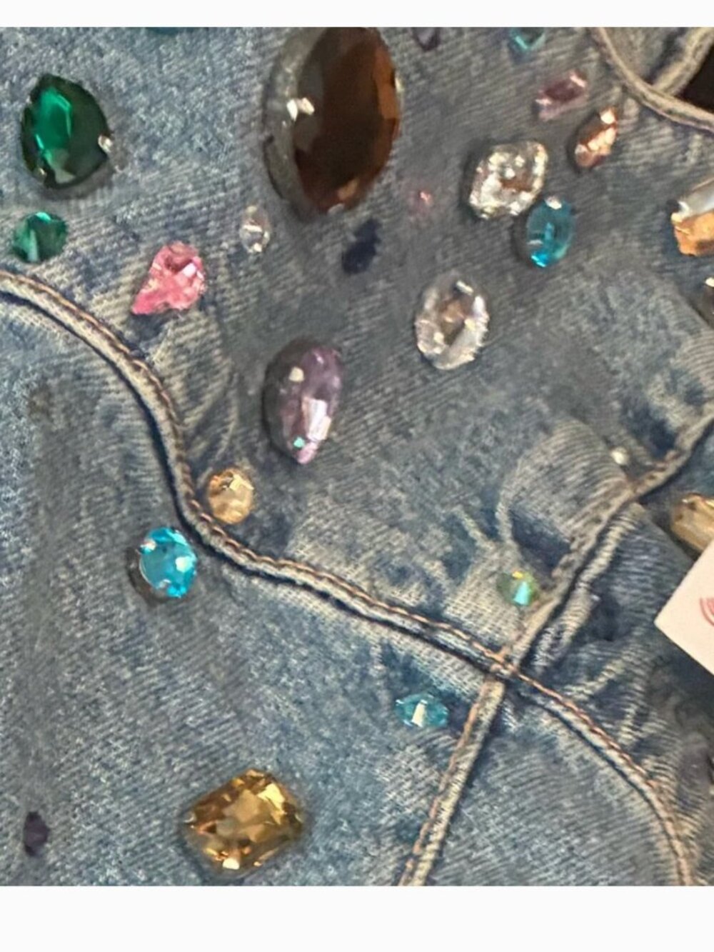 Zara jewel denim dress embellished beaded bedazzled L Large NWT 4730/080 VIRAL - Picture 6 of 9